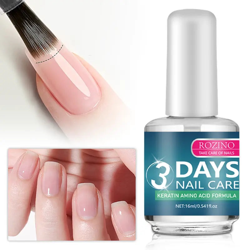ROZINO 3-Day Nail Treatment | Keratin Amino Acid Formula | Quick-Dry, High-Shine & Scratch-Resistant | 16ml