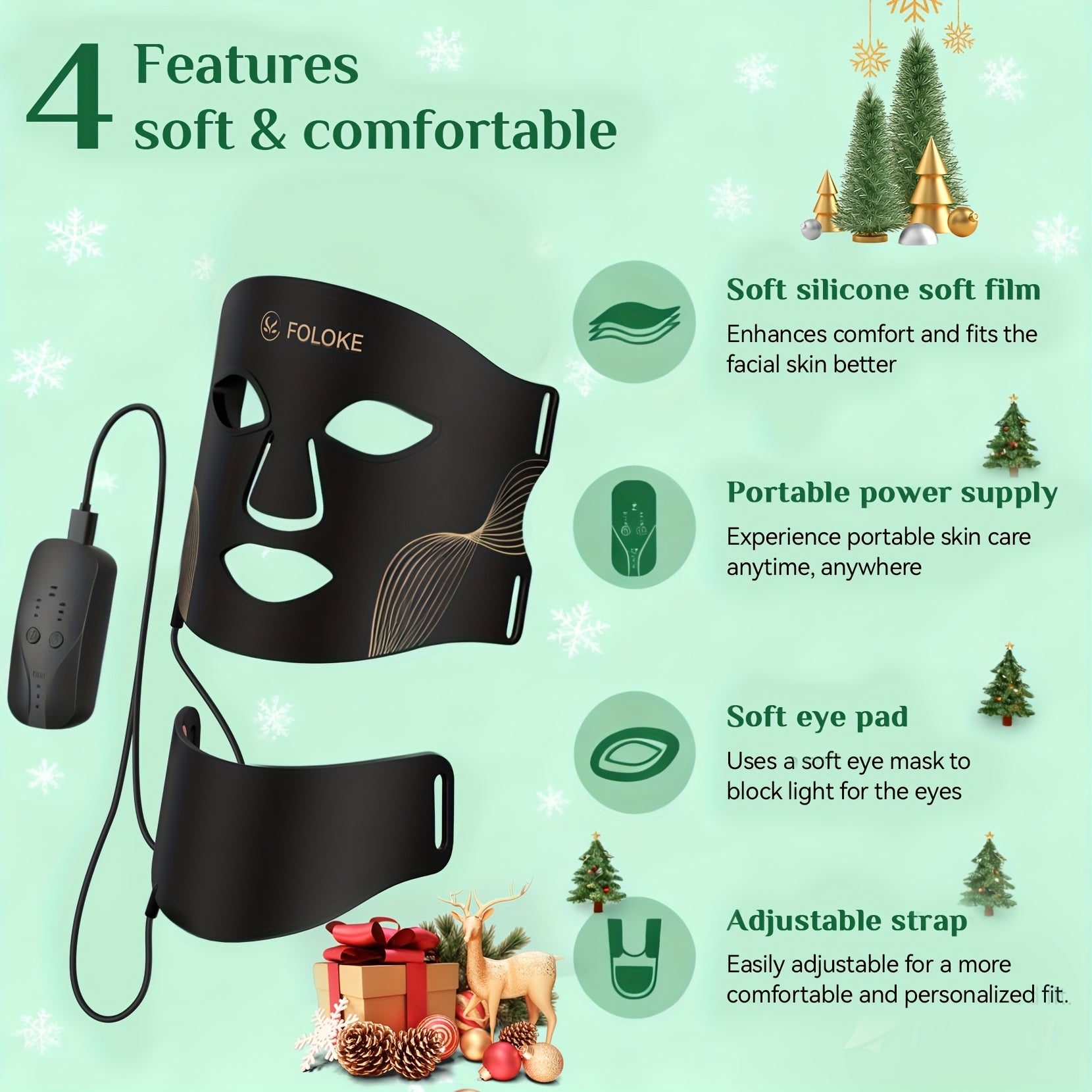 FDA-Cleared LED Red Light Relax Facial Mask with 5 Levels & 7 Colors, Compatible for acne , Collagen, Light Beige  - At-Home Device with Neck & Eye Mask Attachments, Portable Light Relax Gift for &