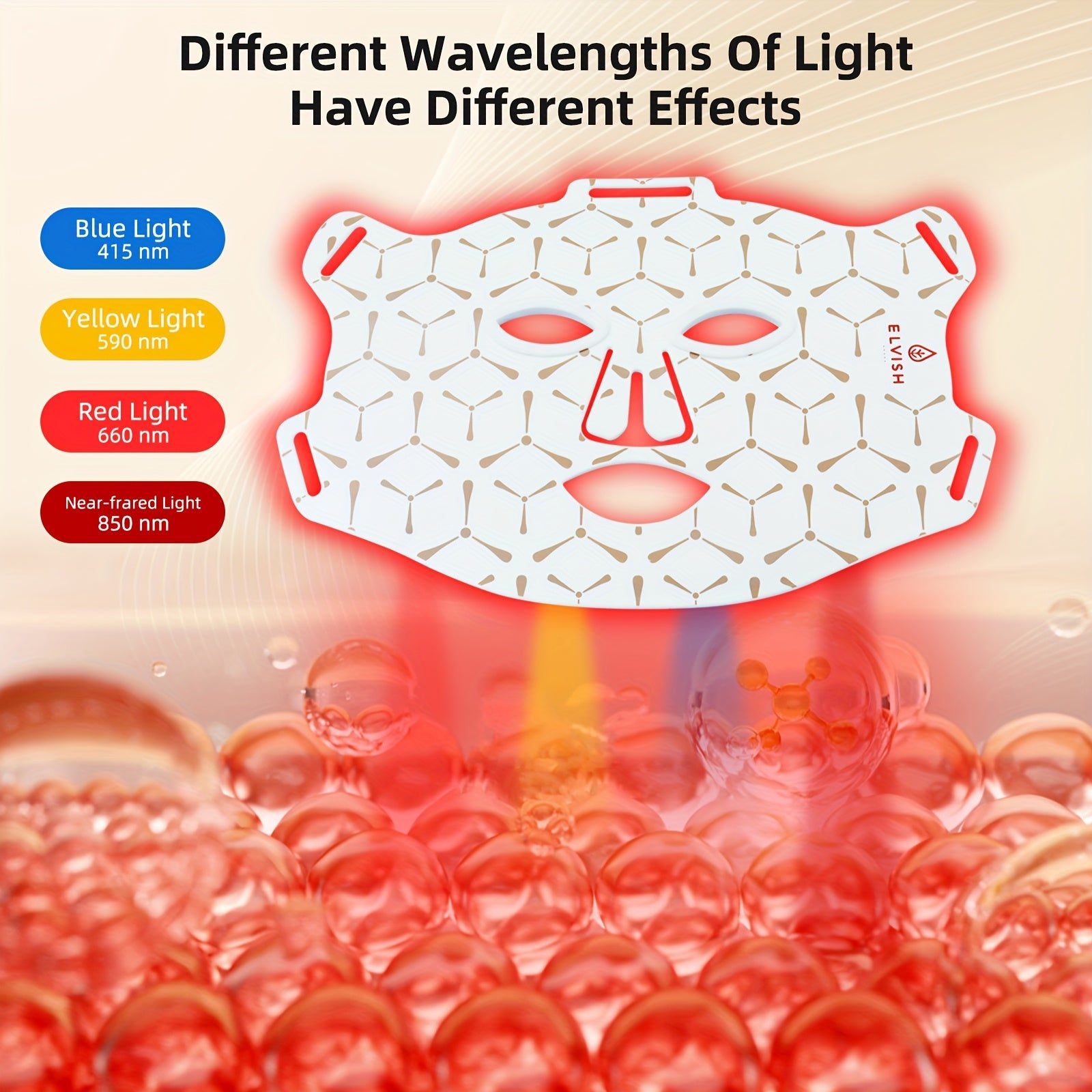 ELVISH Facial Red Light Relaxation, LED Lighted Relaxation Mask, Combination Of 660nm And 850nm Wavelengths For Skin Care At Home And While Traveling, Suitable For Men And Women, Father'S Day Gifts