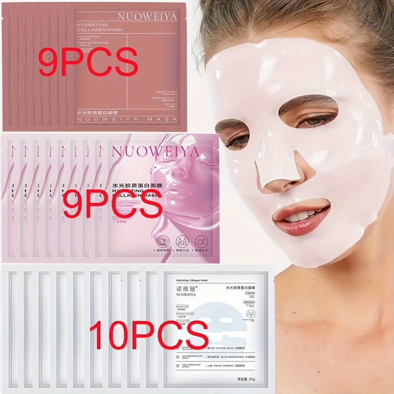 28-Day Cycle Collagen Mask Set - Includes 10 White, 9 Pink, and 9 Red Sheets. Hydrating and Moisturizing, Suitable for All Skin Types. Contains Collagen, Niacinamide, and Hyaluronic Acid for Morning and Evening Skincare