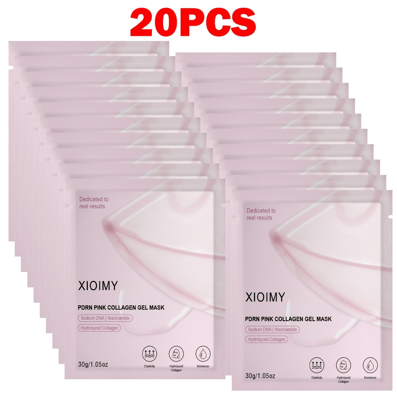 Salmon Pink Collagen Jelly Facial Mask -20pcs, Which Makes the Facial Skin More Moist, Firm, Bright, and Can Be Used Day and Night, Giving the Skin Luster, Rich in Salmon DNA, Suitable for All Skin Types