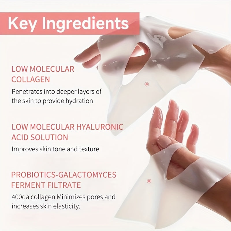 28-Day Cycle Collagen Mask Set - Includes 10 White, 9 Pink, and 9 Red Sheets. Hydrating and Moisturizing, Suitable for All Skin Types. Contains Collagen, Niacinamide, and Hyaluronic Acid for Morning and Evening Skincare
