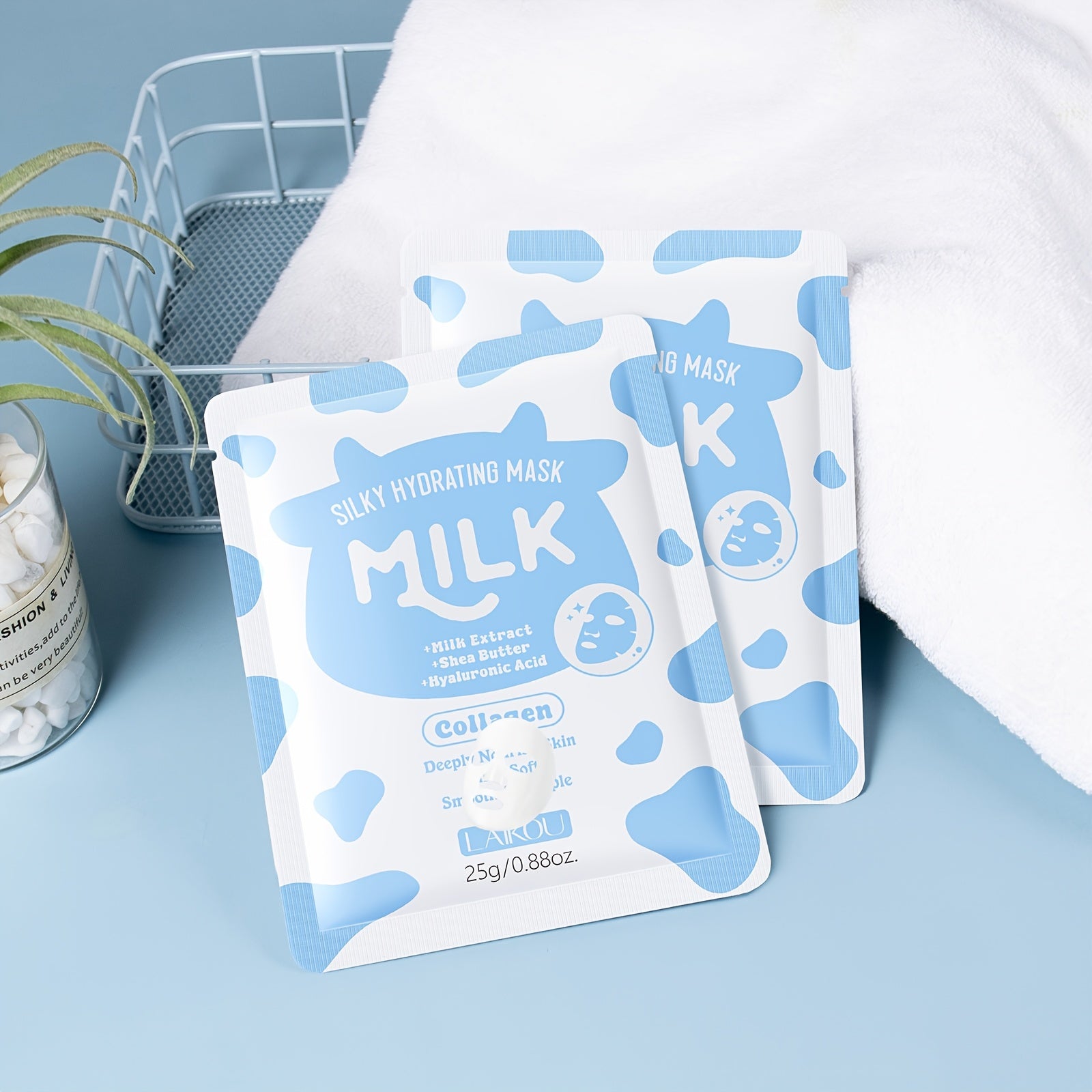 40pcs Milk Collagen Hydrating Sheet Mask for Women & Men, Moisturizing for All Skin Type, Portable for Travelling, Holiday Gift for Mother Father Best Friend Christmas Day