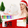 FDA-Cleared LED Red Light Relax Facial Mask with 5 Levels & 7 Colors, Compatible for acne , Collagen, Light Beige  - At-Home Device with Neck & Eye Mask Attachments, Portable Light Relax Gift for &