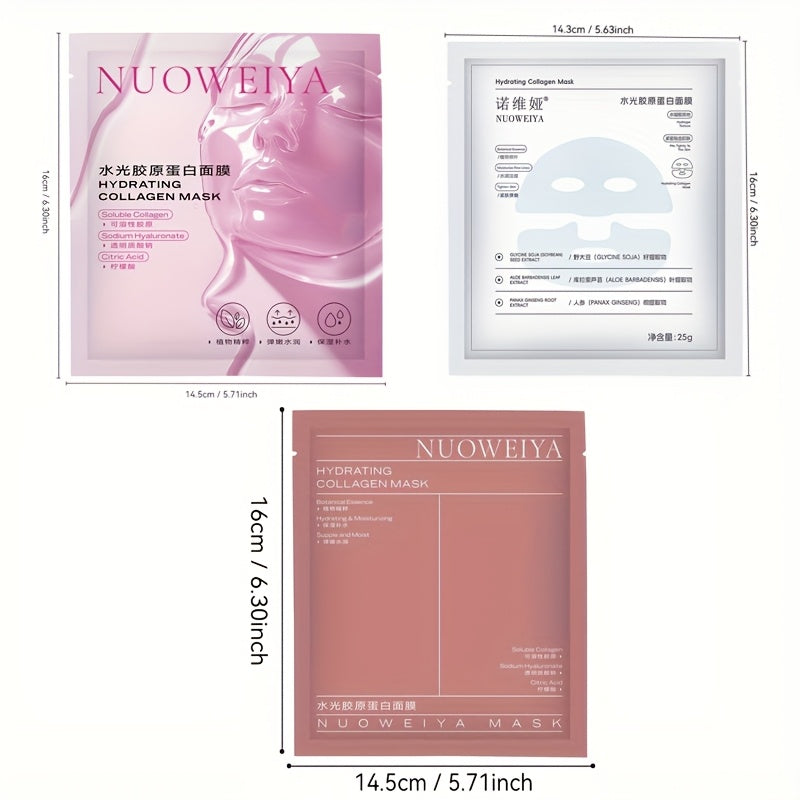 28-Day Cycle Collagen Mask Set - Includes 10 White, 9 Pink, and 9 Red Sheets. Hydrating and Moisturizing, Suitable for All Skin Types. Contains Collagen, Niacinamide, and Hyaluronic Acid for Morning and Evening Skincare